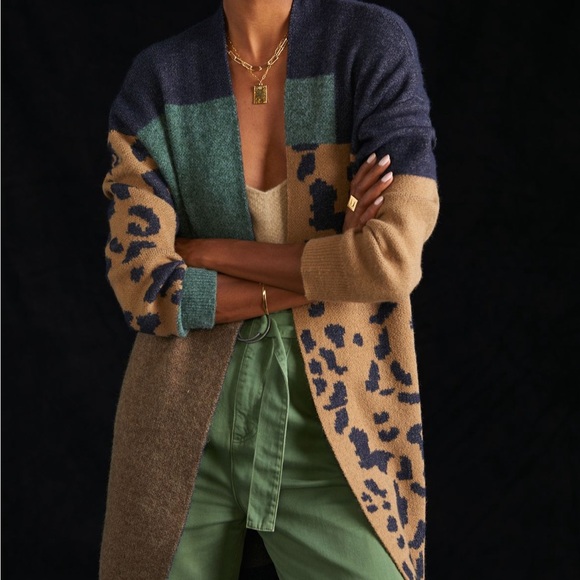 Anthropologie Sweaters - Anthropologie Mixed Print Animal Duster Cardigan
